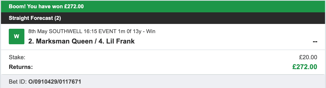 Follower Shadow - Winner 1 - Straight Forecast - 2023-05-08