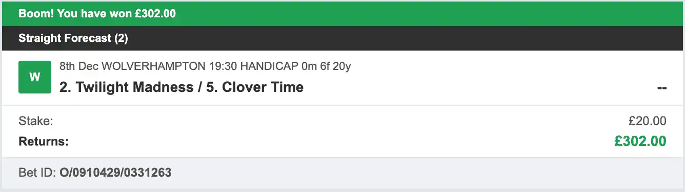 Follower Shadow - Winner 1 - Straight Forecast - 2025-12-10